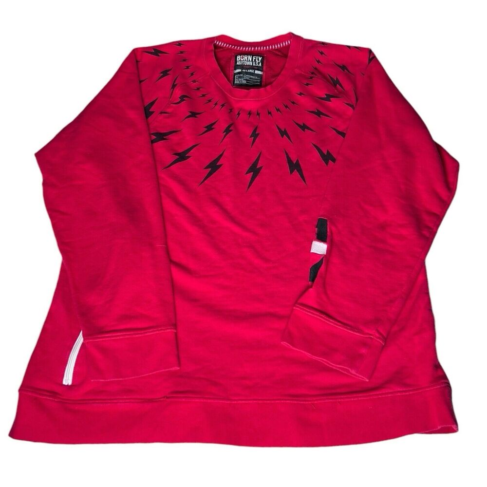 Born Fly Anytown U.S.A Long Sleeve Red Bolt Crewneck Sweatshirt Men’s Size 4XL
